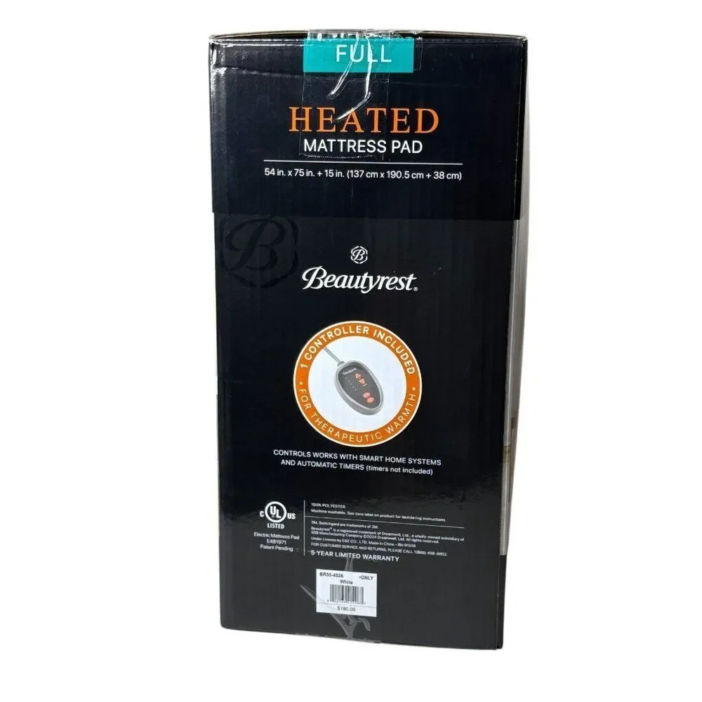 Beautyrest 3M Scotchgard Heated Mattress Pad - Electric Bed Warmer Full Size